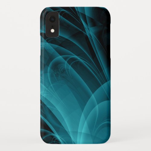 Teal and Black Smokey Texture Background iPhone XR Case