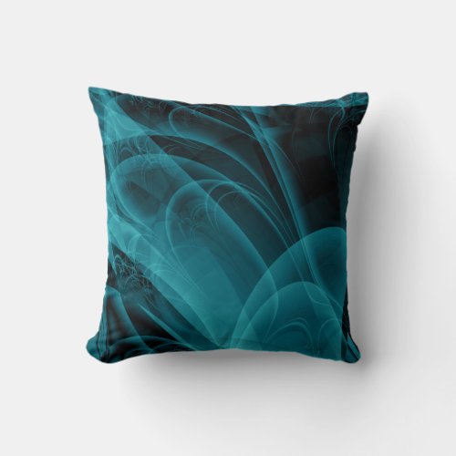 Teal and Black Smokey Texture Background Throw Pillow