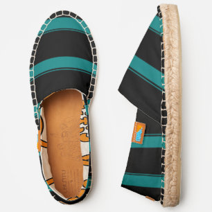 Teal and Black Stripes Espadrilles