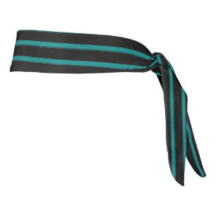 Teal and Black Stripes Tie Headband