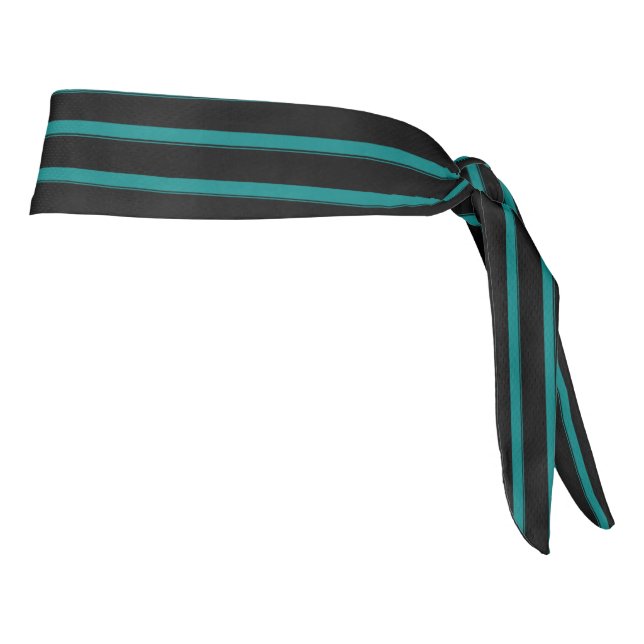 Teal and Black Stripes Tie Headband (Rotate 90)