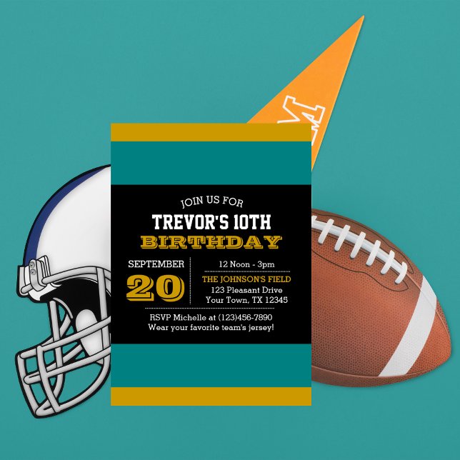 Teal and Black Team Birthday Invitation (Creator Uploaded)