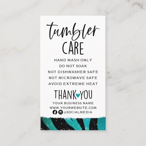 Teal and Black Tumbler Care Business Card