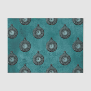 Teal and Black Vintage Watch Pattern Tissue Paper