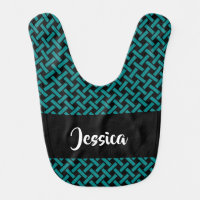 Teal and black weave pattern baby bib