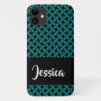 Teal and black weave pattern iPhone 11 case