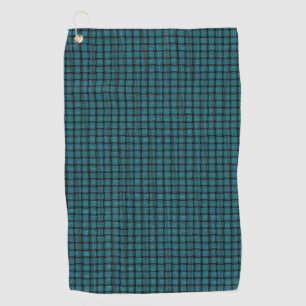 Teal and Black Weave Pattern Golf Towels