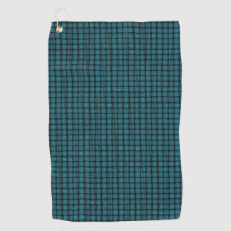 Teal and Black Weave Pattern Golf Towels