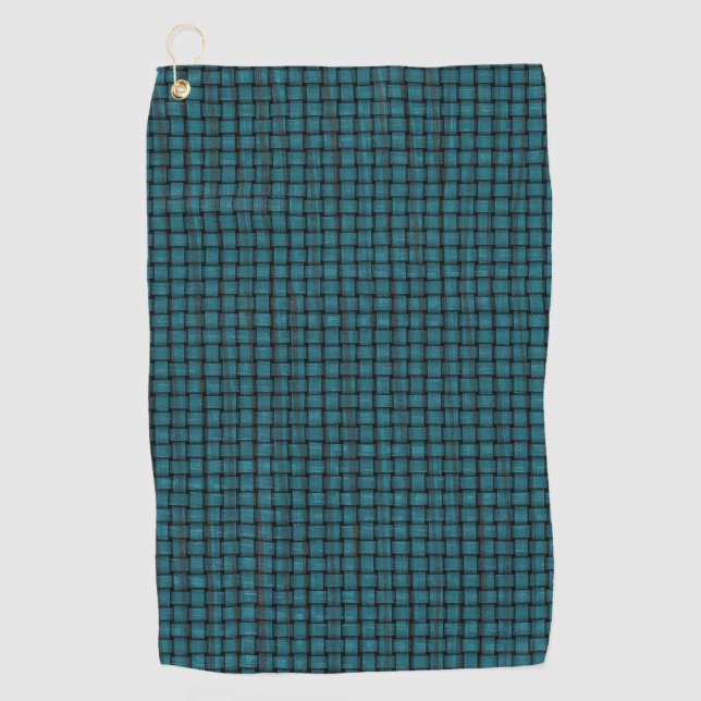 Teal and Black Weave Pattern Golf Towels (Front)