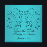 Teal and Black Wedding Favor Magnet<br><div class="desc">This save the date magnet matches the invitation and other items shown below. The text is customizable so you can change it to say "Thank You" and give it out as a wedding favor. If you require any other matching items in this design,  please email me your request.</div>
