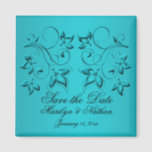 Teal and Black Wedding Favor Magnet<br><div class="desc">This save the date magnet matches the invitation and other items shown below. The text is customizable so you can change it to say "Thank You" and give it out as a wedding favor. If you require any other matching items in this design,  please email me your request.</div>