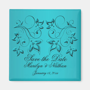Teal and Black Wedding Favor Magnet