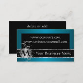 Teal and black with monogram business card (Front/Back)