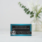 Teal and black with monogram business card (Standing Front)