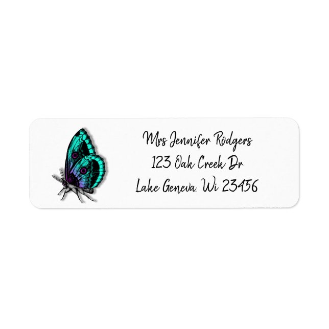 Teal and Blue Butterfly Label (Front)