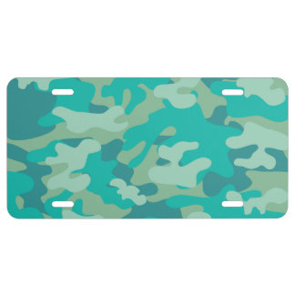 Teal and Blue Camo License Plate