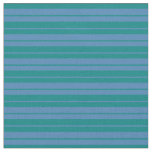 [ Thumbnail: Teal and Blue Colored Lined Pattern Fabric ]