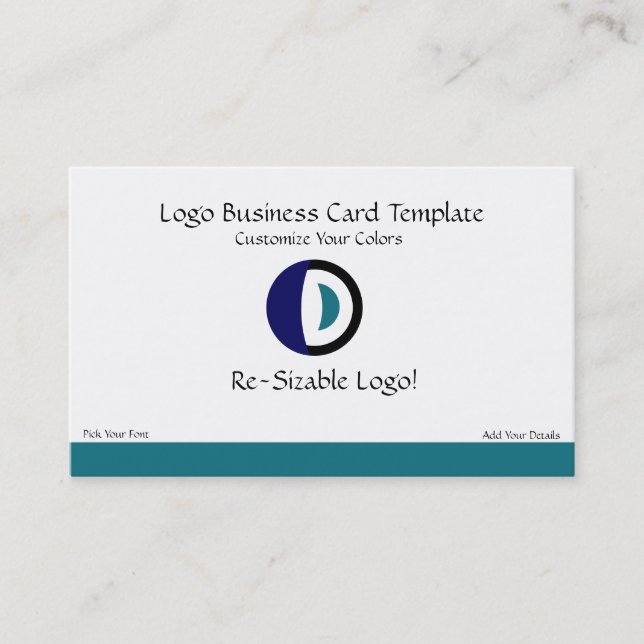Teal and Blue Crescent Moon & and Planets Logo Business Card (Front)