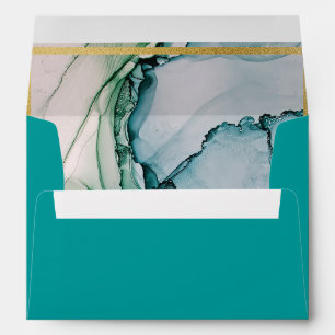 Teal and Blue Floral Agate Envelope
