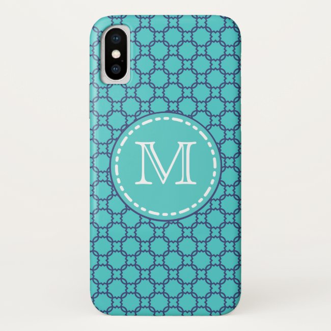 Teal and Blue Maroccan Pattern - Monogrammed