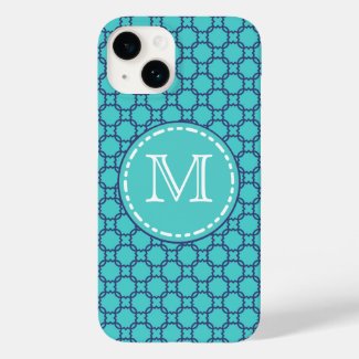 Teal and Blue Maroccan Pattern - Monogrammed