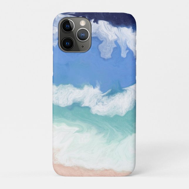 Teal and Blue Ocean Wave Digital Art  Case-Mate iPhone Case (Back)