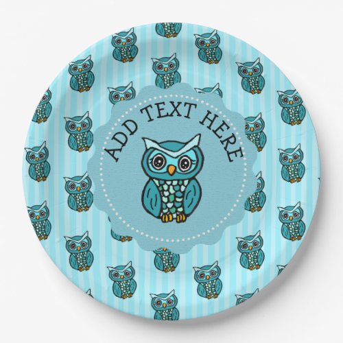 Teal and Blue Owl Paper Plates