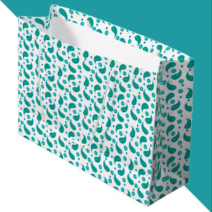 Teal and Blue Paisley Floral Pattern Large Gift Bag