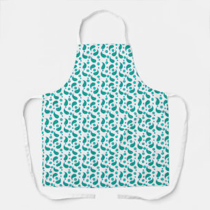 Teal and Blue Paisley Floral Pattern Modern Boho Apron