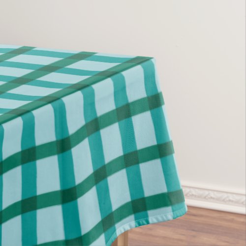 Teal and Blue Plaid Pattern Tablecloth