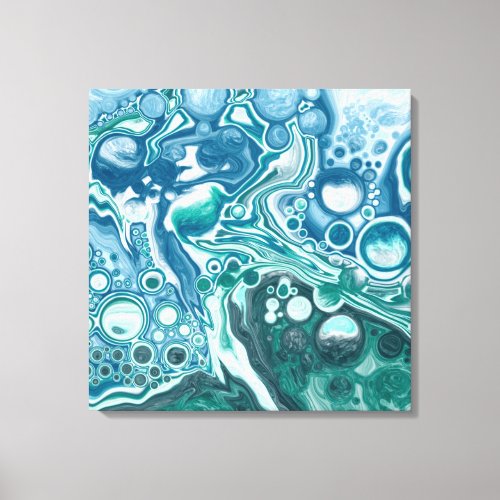 Teal and Blue Turquoise Water Ocean Bubbles Canvas Print