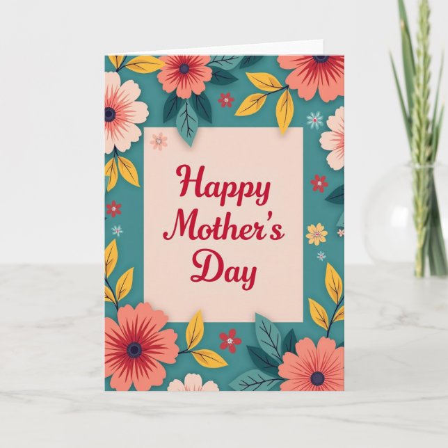 Teal And Blush Mothers Day Card (Front)