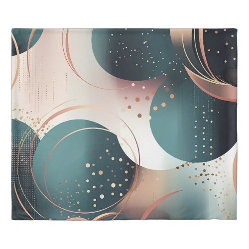 Teal and blush pink abstract modern design duvet cover
