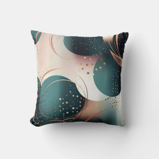 Teal and blush pink abstract modern design throw pillow