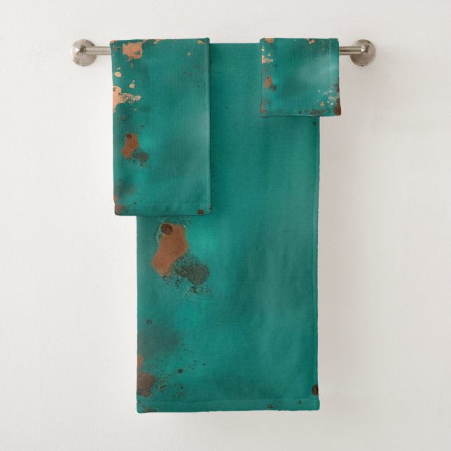 Teal and Bronze Bath Towel Set (Insitu)