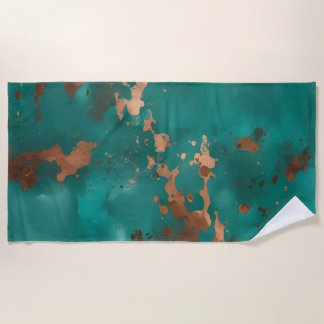 Teal and Bronze Beach Towel