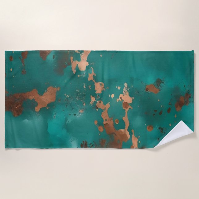 Teal and Bronze Beach Towel (Front)