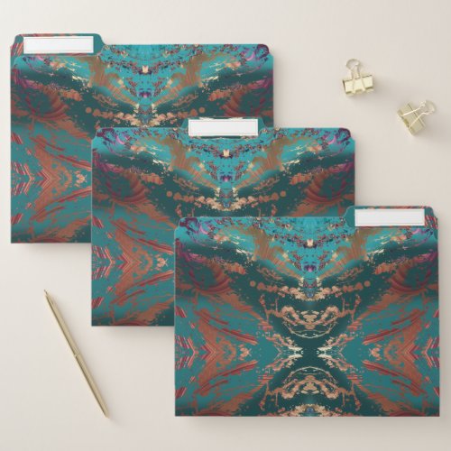 Teal and Bronze Color Splash File Folder