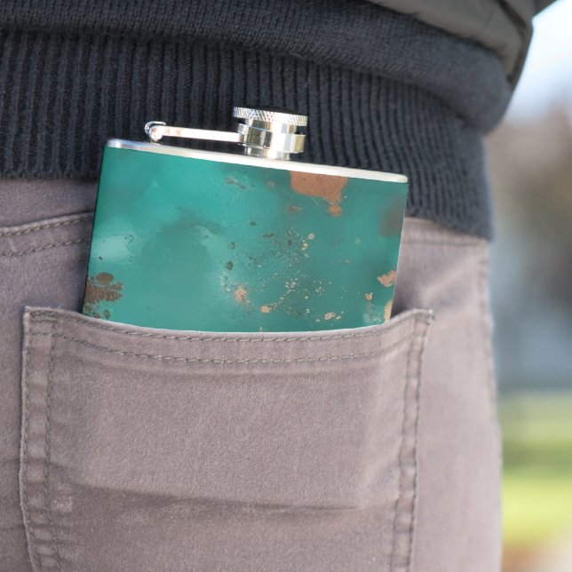 Teal and Bronze Flask (In Situ)