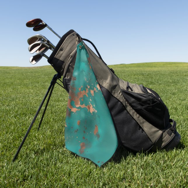 Teal and Bronze Golf Towel (Green)