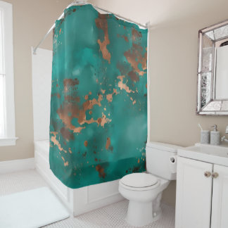 Teal and Bronze Shower Curtain