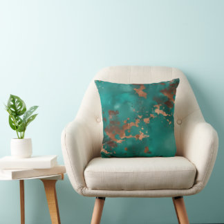 Teal and Bronze Throw Pillow