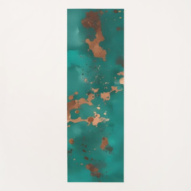 Teal and Bronze Yoga Mat (Front)