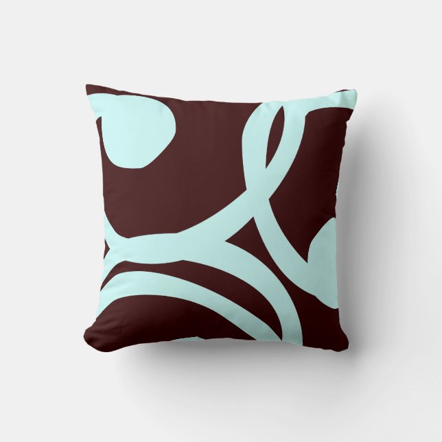 teal and brown abstract pattern pillow (Front)