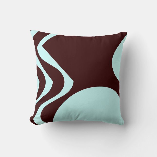 teal and brown abstract pattern pillow (Front)