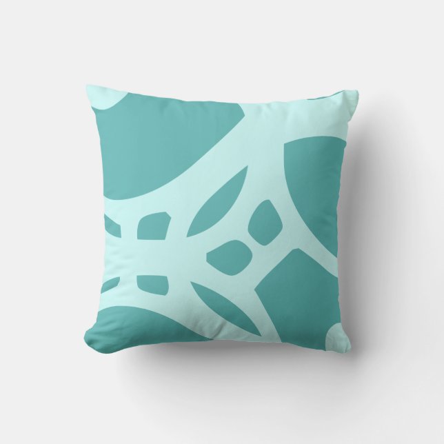 teal and brown abstract pattern pillow (Front)
