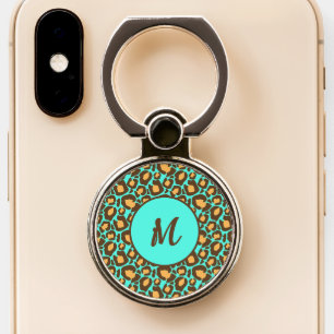 Teal and Brown Cheetah Print Phone Grip