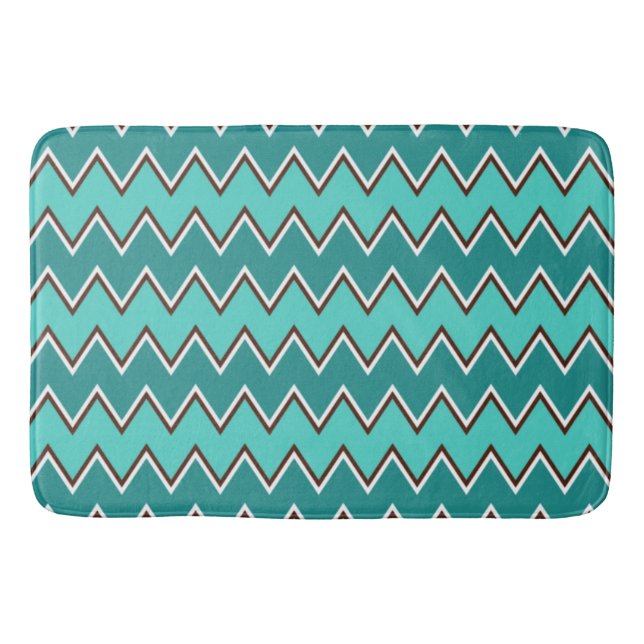 Teal and Brown Chevron Bath Mat (Front)