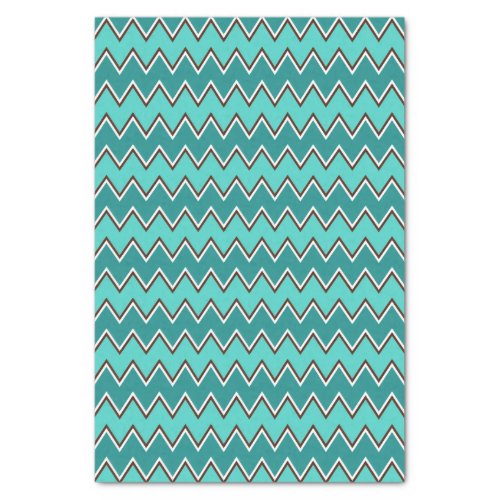 Teal and Brown Chevron Tissue Paper