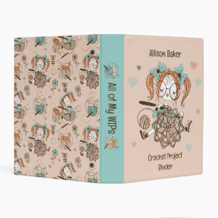 Teal and Brown Crocheting Girl Crochet Projects Mini Binder